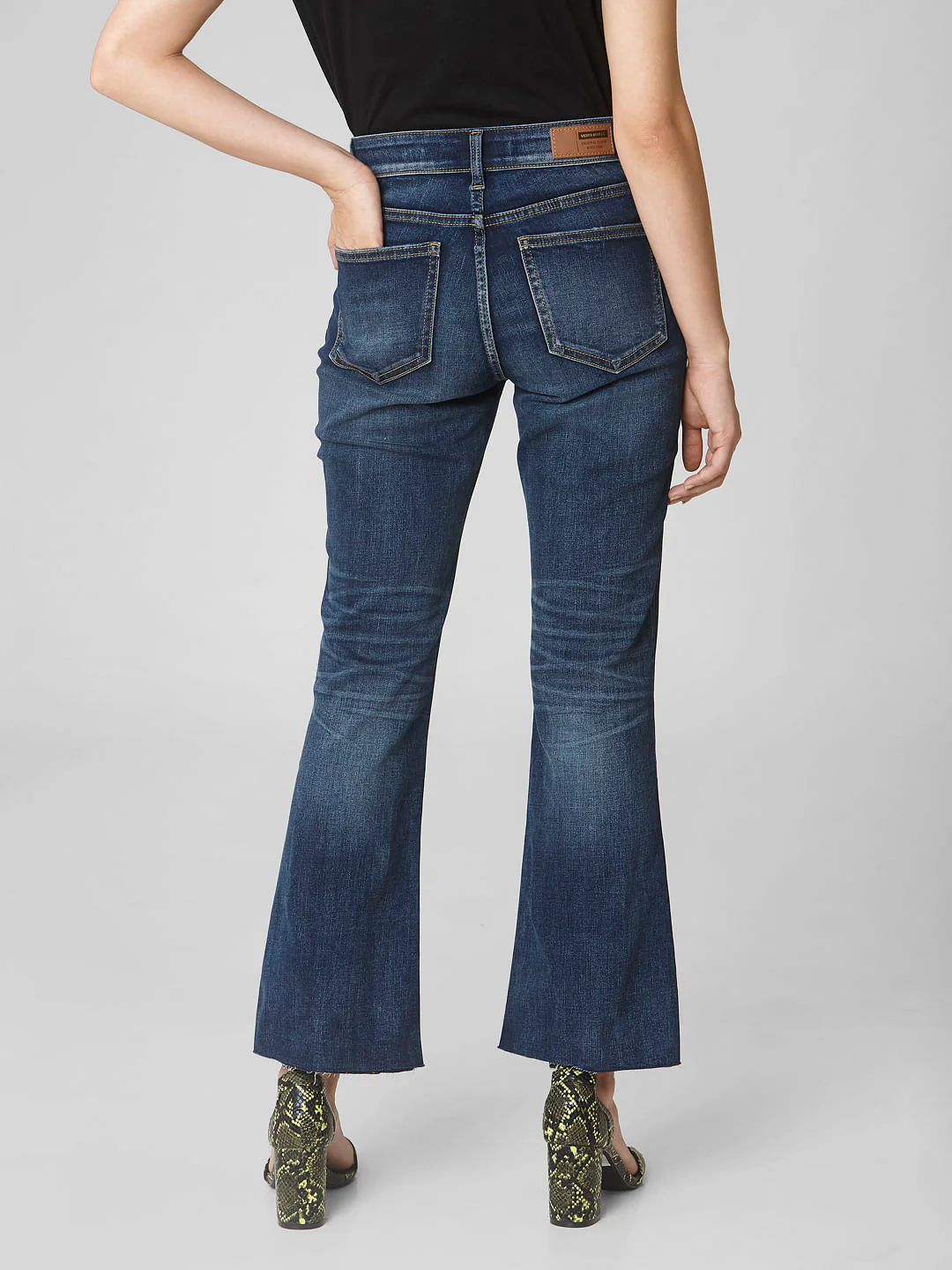 Blue Mid Rise Pin Tuck Boot Cut Jeans - Image 4