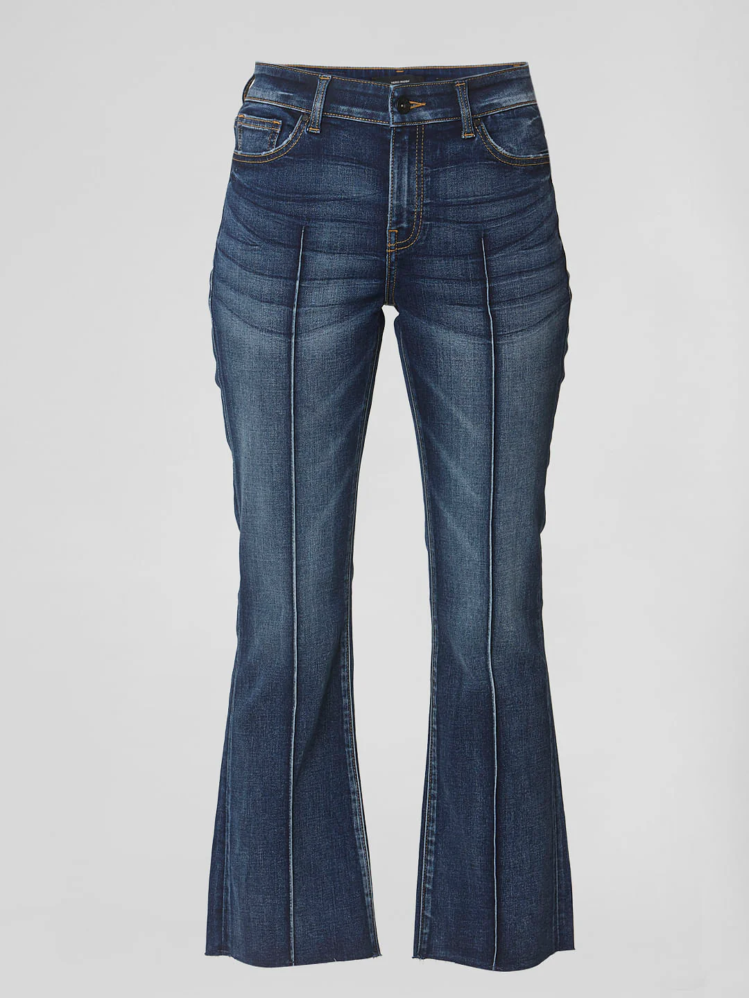 Blue Mid Rise Pin Tuck Boot Cut Jeans - Image 7