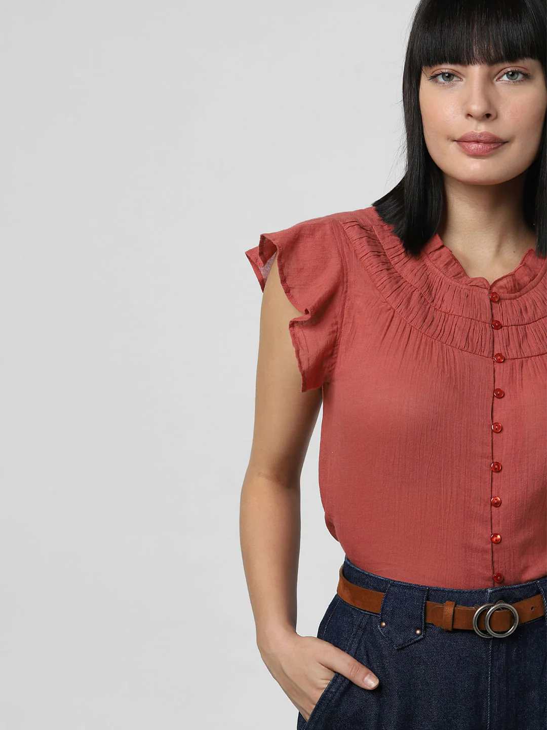Rust Ruffle Top