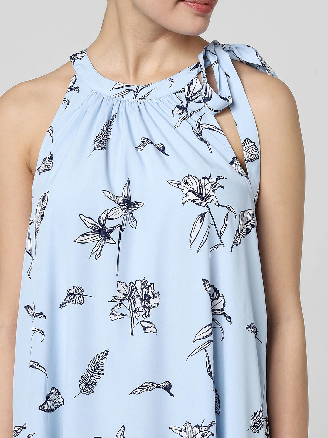 Blue Floral Print Shift Dress - Image 5