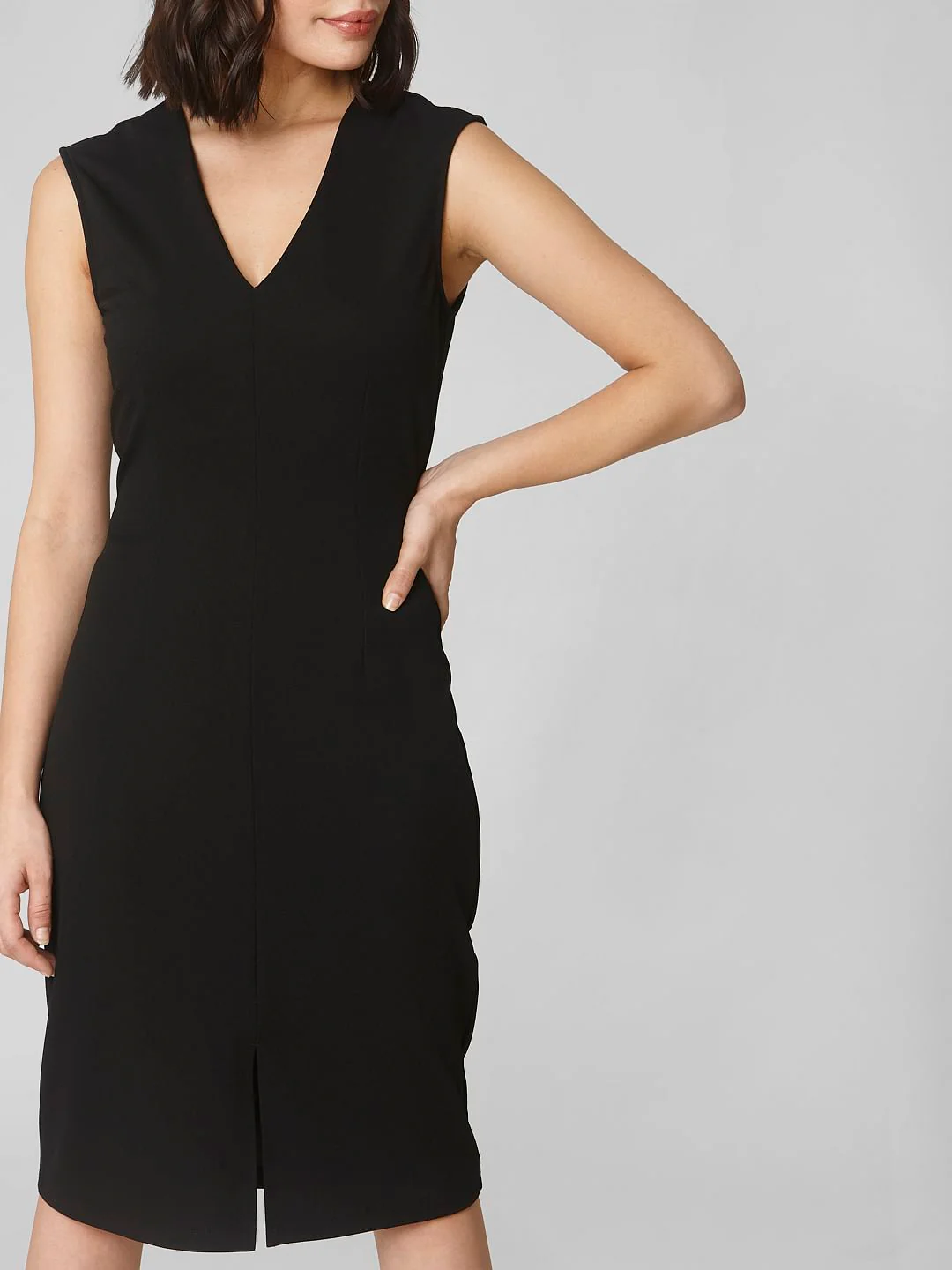 Black V Neck Bodycon Dress - Image 5