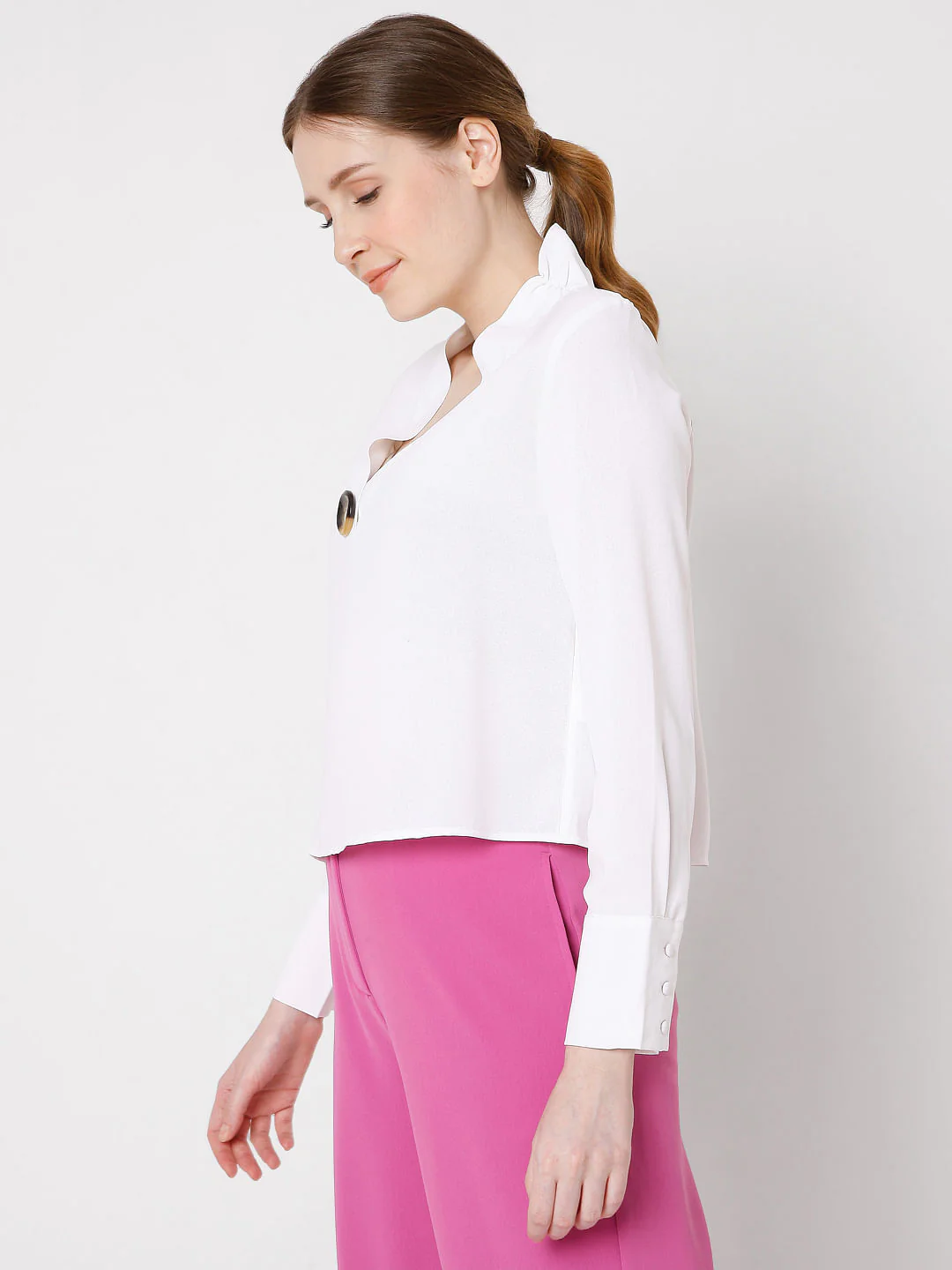 White Button Detail Top - Image 3