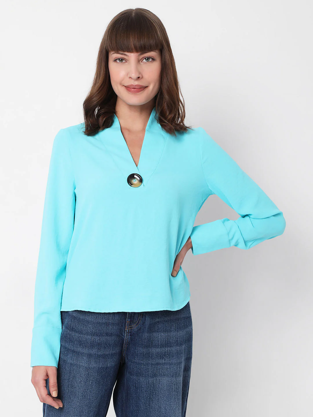 Blue V Neck Top - Image 2