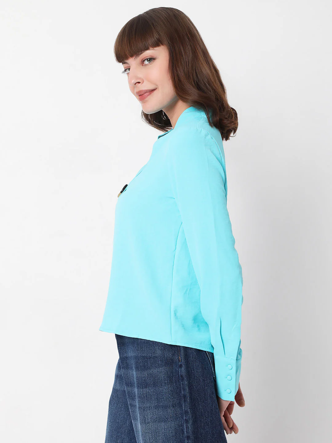 Blue V Neck Top - Image 3