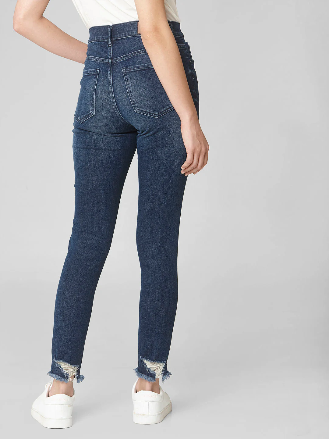 Blue Mid Rise Ripped Skinny Jeans - Image 4