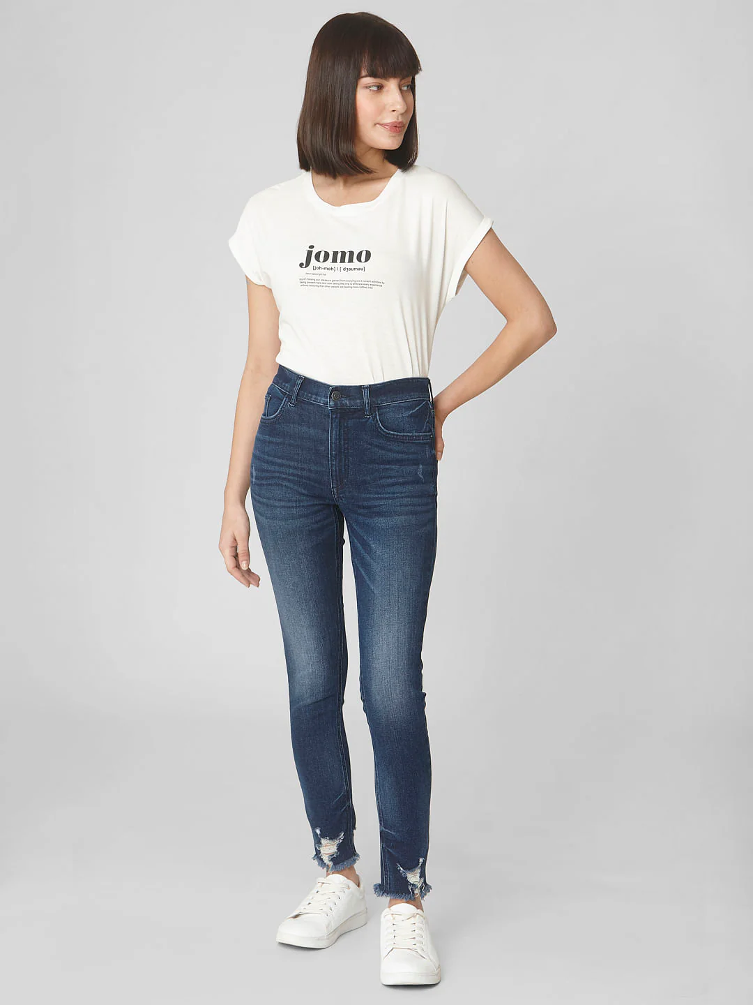 Blue Mid Rise Ripped Skinny Jeans - Image 6