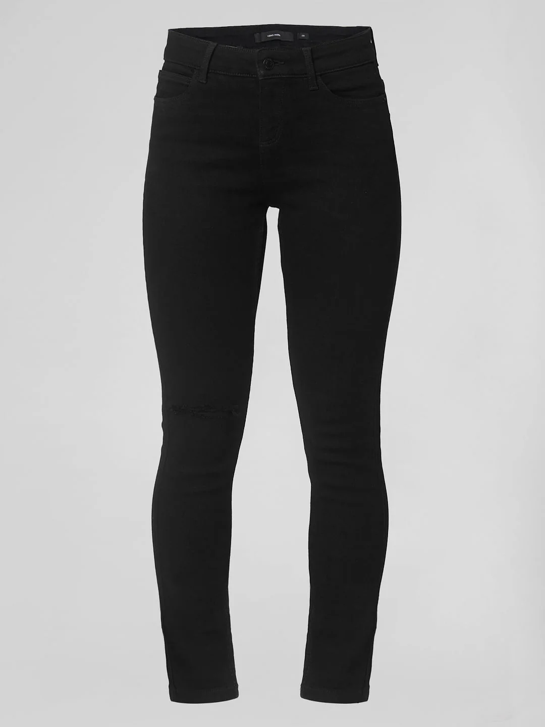 Black Mid Rise Knee Slit Skinny Fit Jeans - Image 7