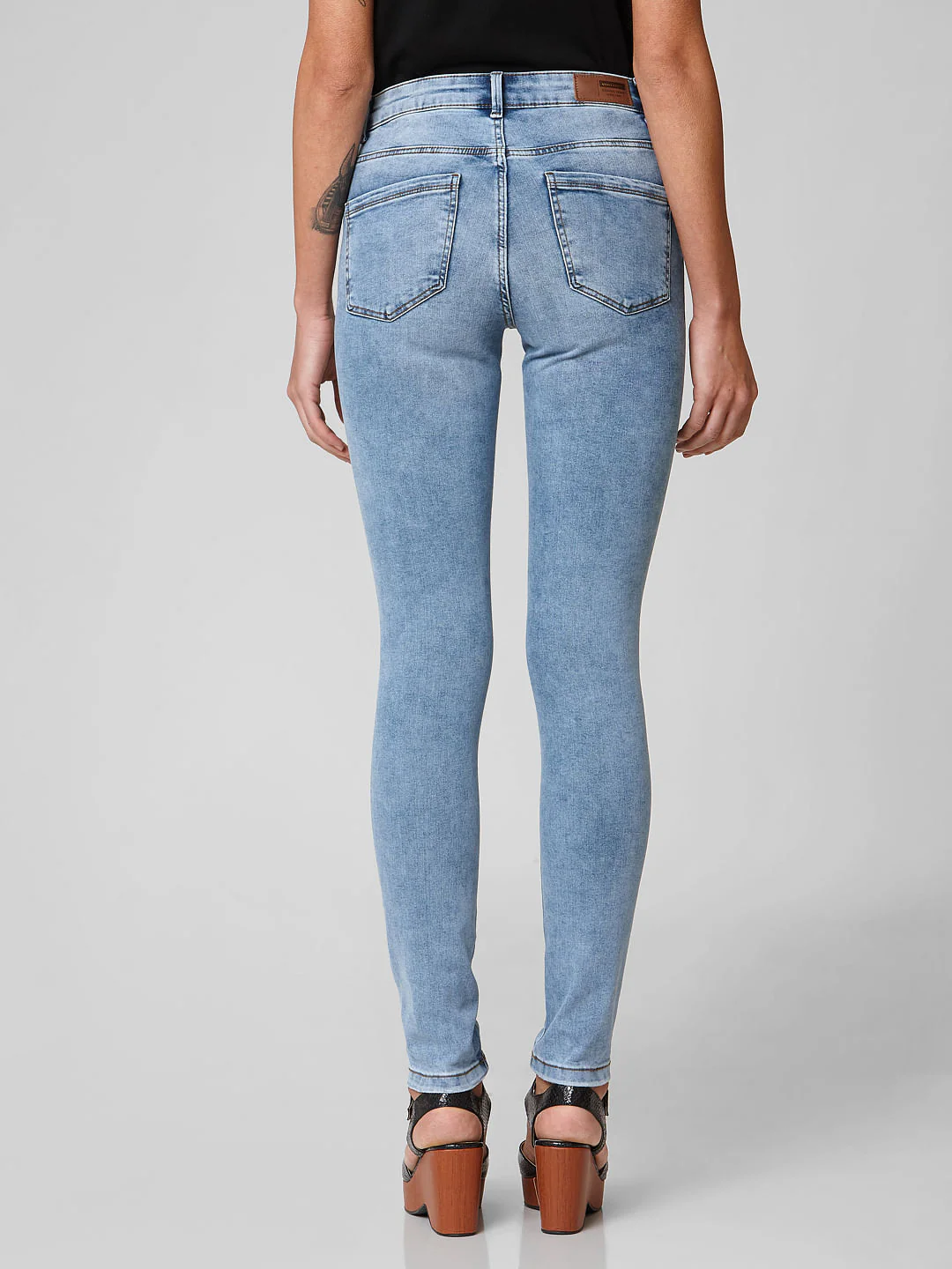 Blue Mid Rise Ripped Skinny Jeans - Image 4