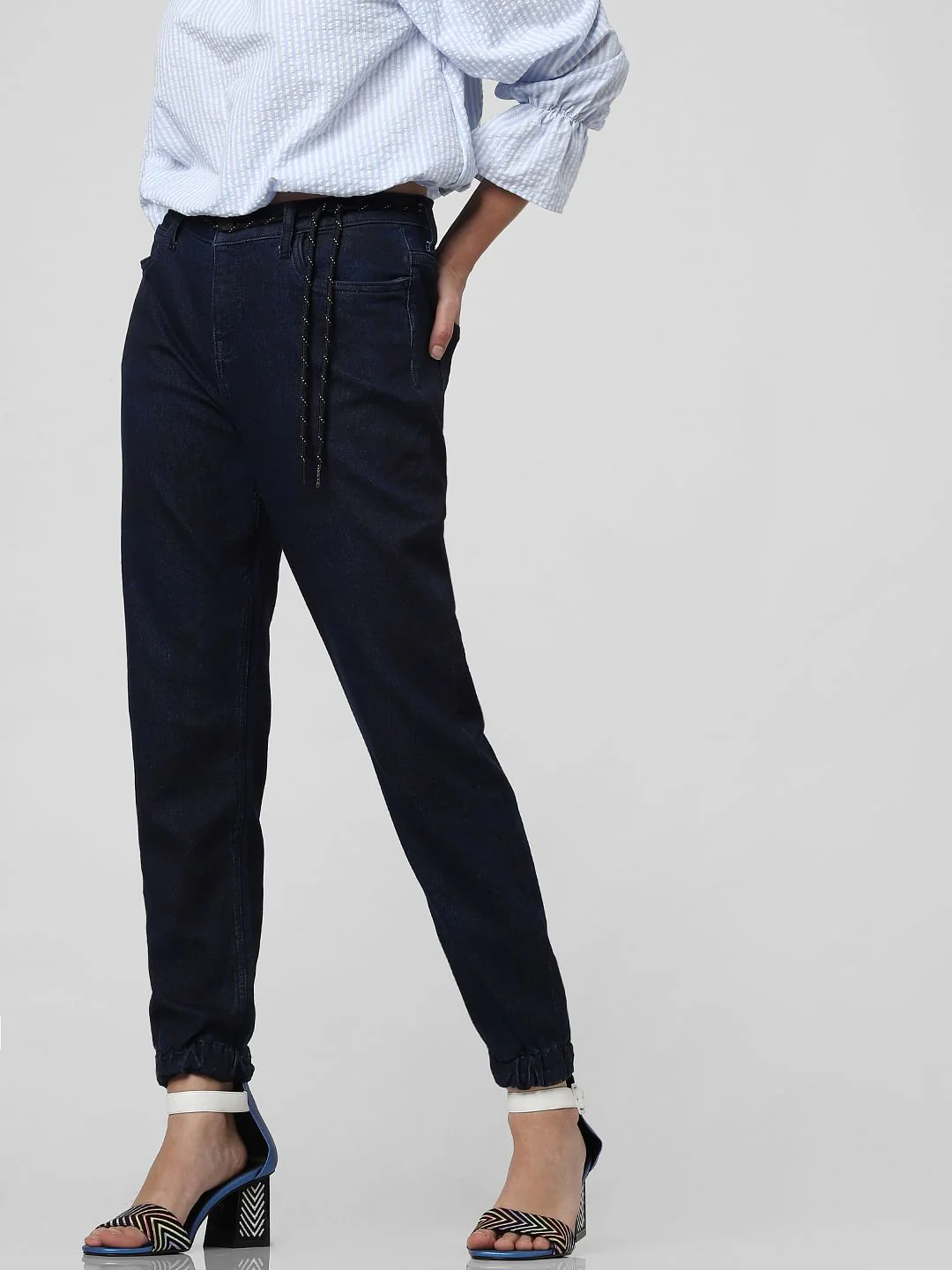 Dark Blue High Rise Joggers - Image 2