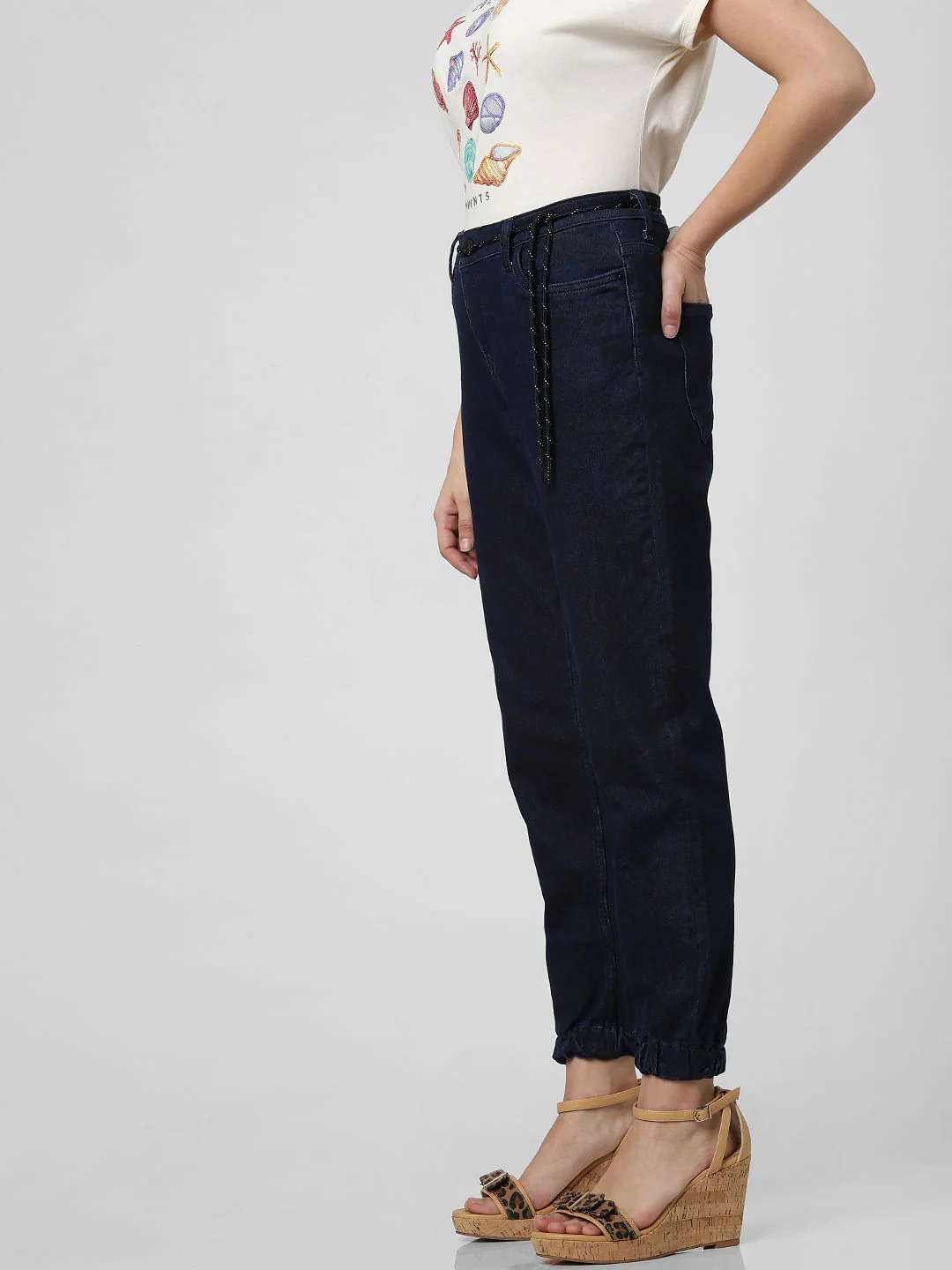 Dark Blue High Rise Joggers - Image 3