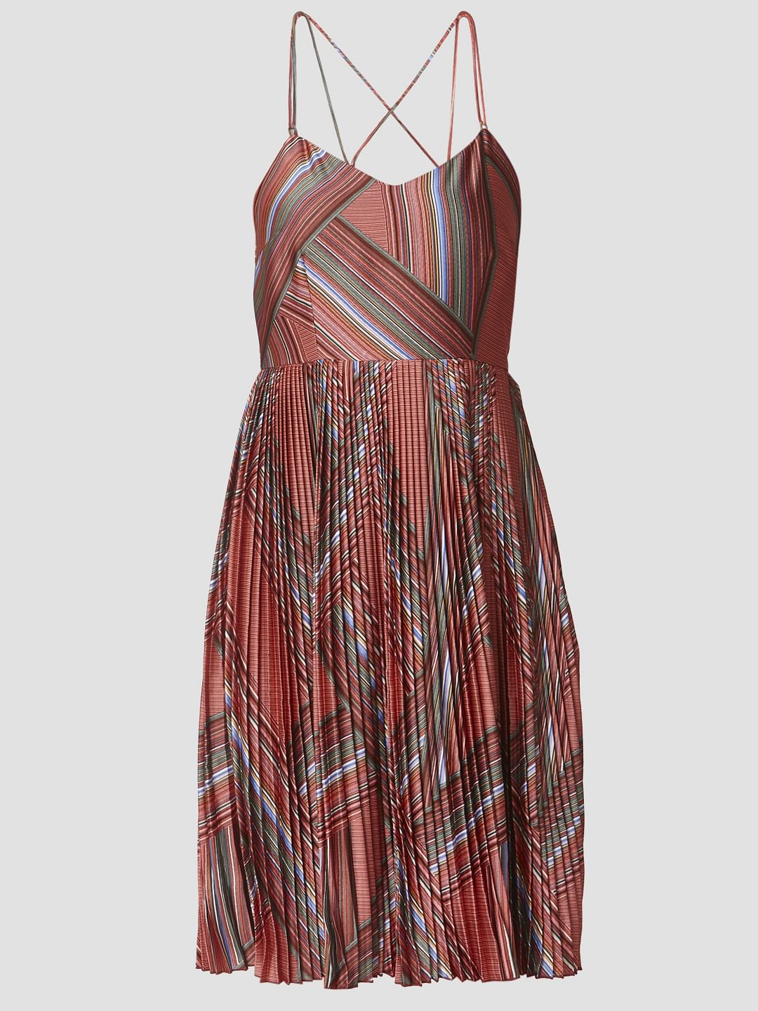 Brown Abstract Print Fit & Flare Dress - Image 6