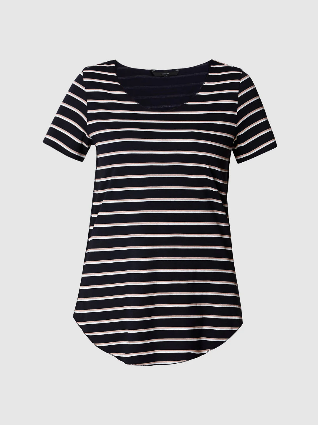 Blue Curved Hem Striped T-Shirt - Image 7