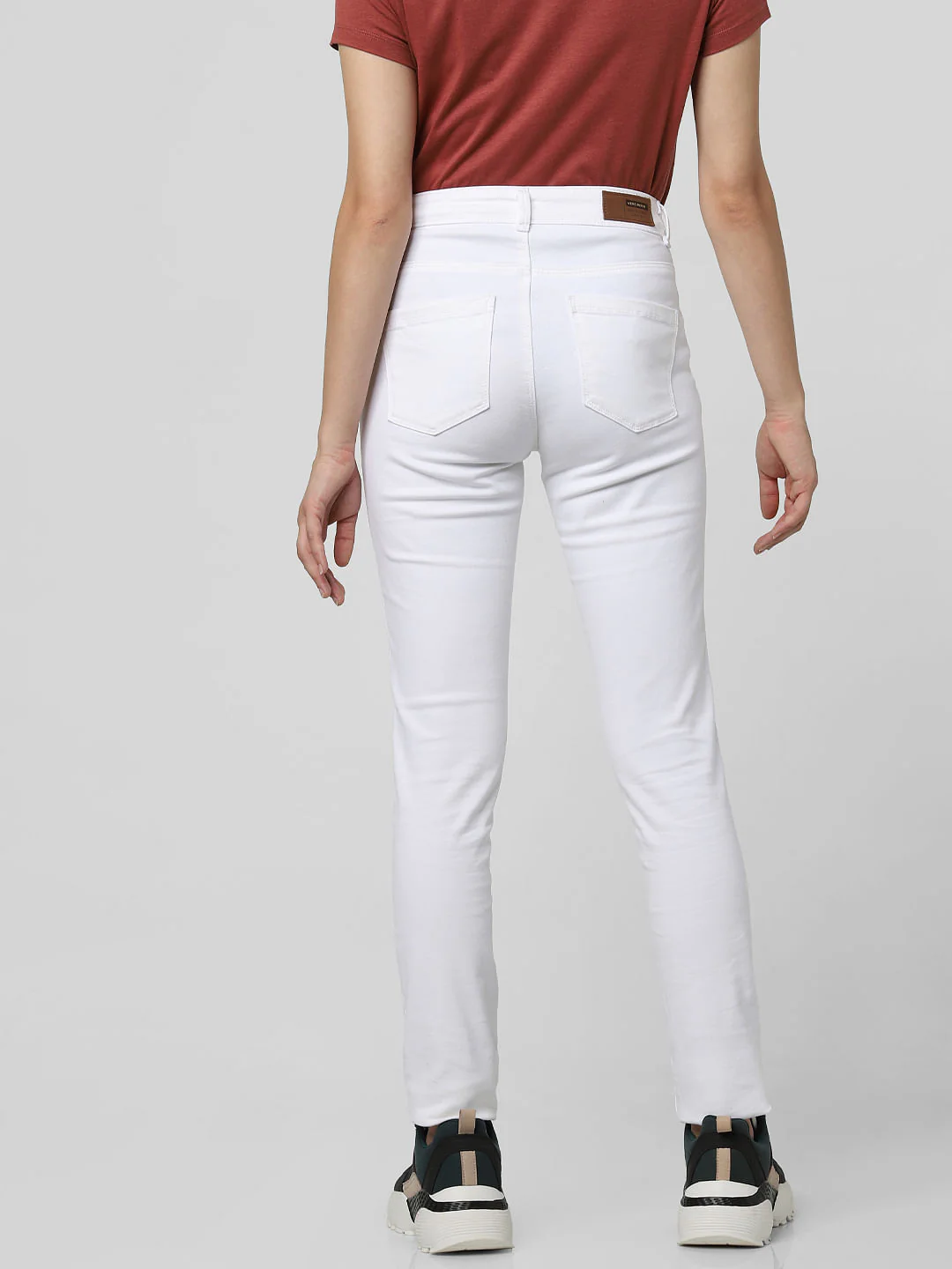 White Mid Rise Distressed Skinny Jeans - Image 4
