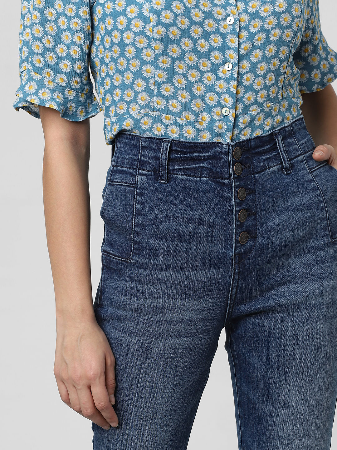 Blue High Rise Skinny Fit Jeans - Image 6