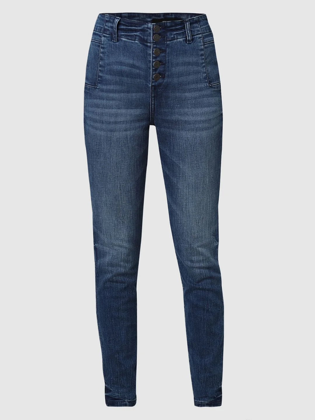 Blue High Rise Skinny Fit Jeans - Image 7