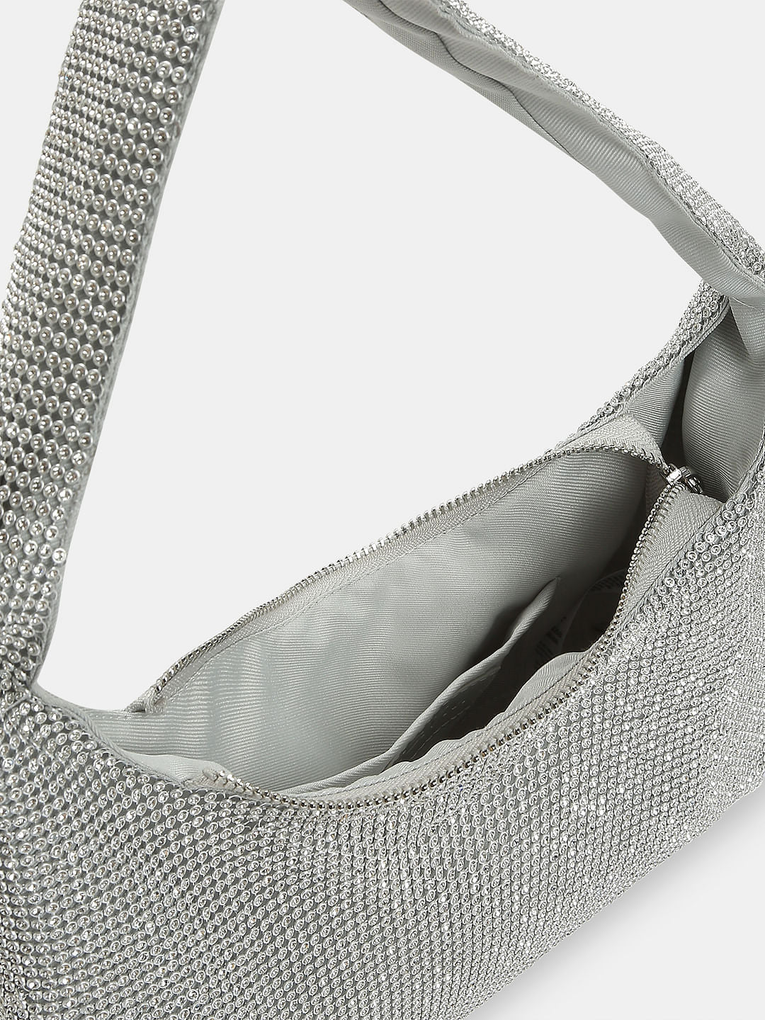 Silver Embellished Shoulder Bag - Image 3