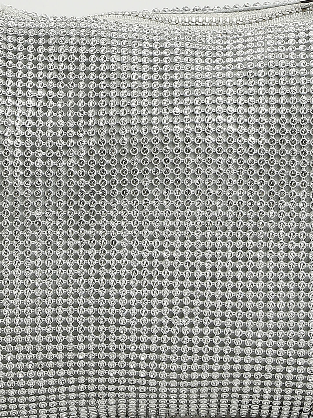 Silver Embellished Shoulder Bag - Image 5