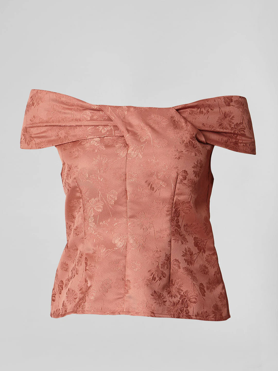 Brown Floral Print Off-Shoulder Top - Image 7