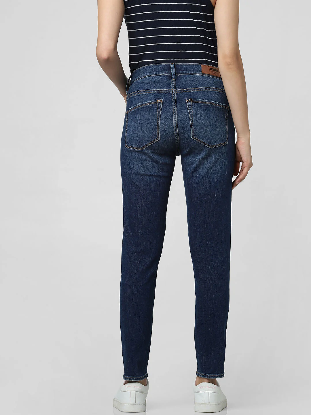 Blue Mid Rise Ripped Skinny Fit Jeans - Image 4