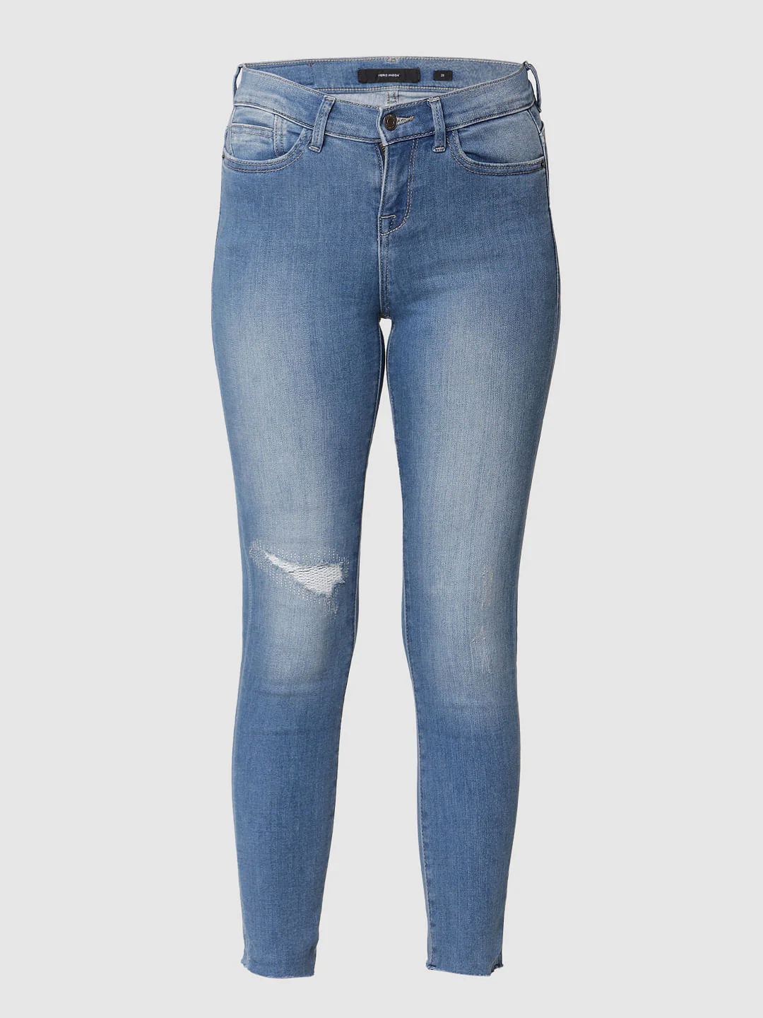 Blue Mid Rise Mildly Distressed Skinny Jeans - Image 7