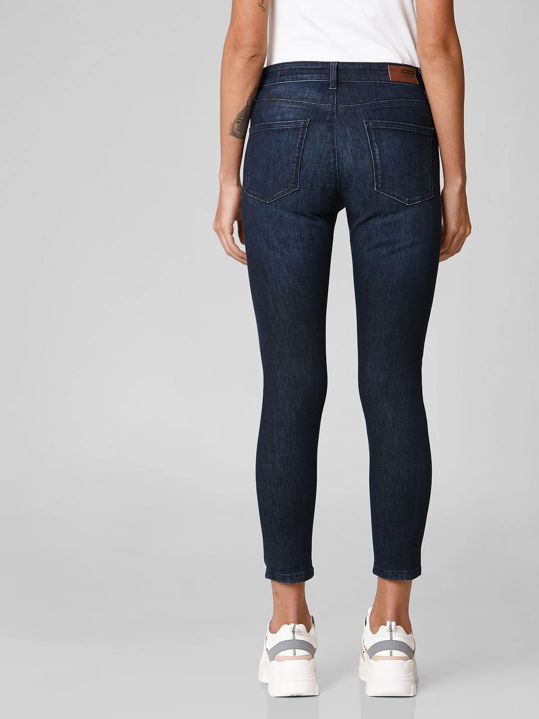 Blue Mid Rise Distressed Skinny Jeans - Image 4