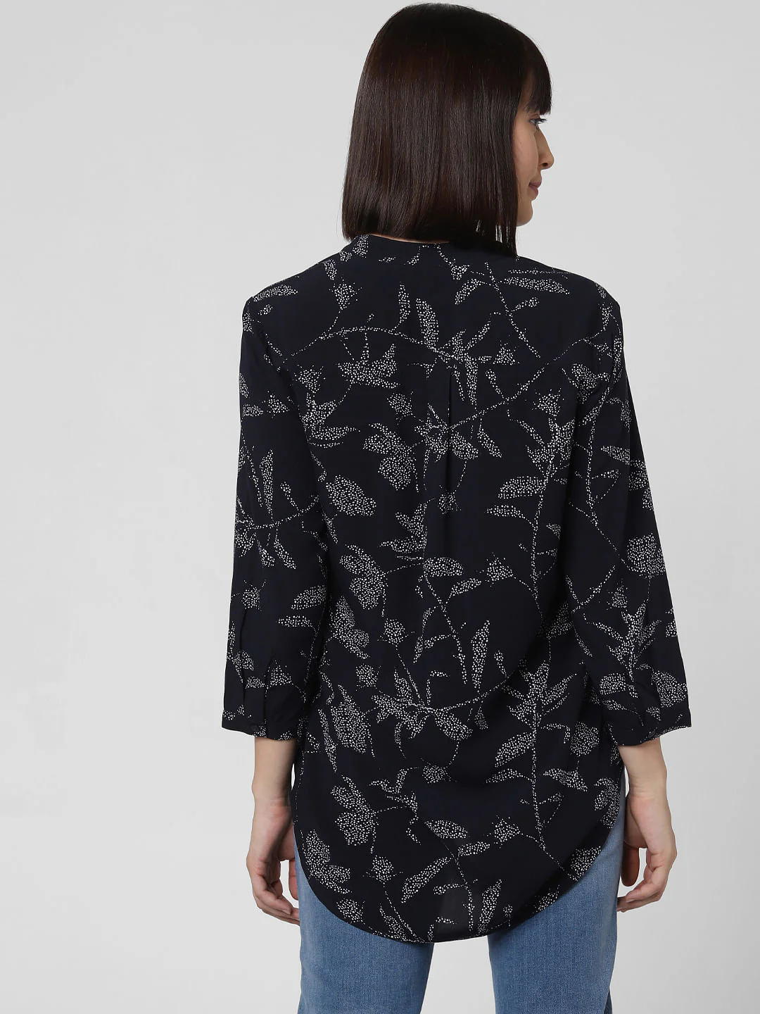 Navy Blue All Over Floral Print Top - Image 4