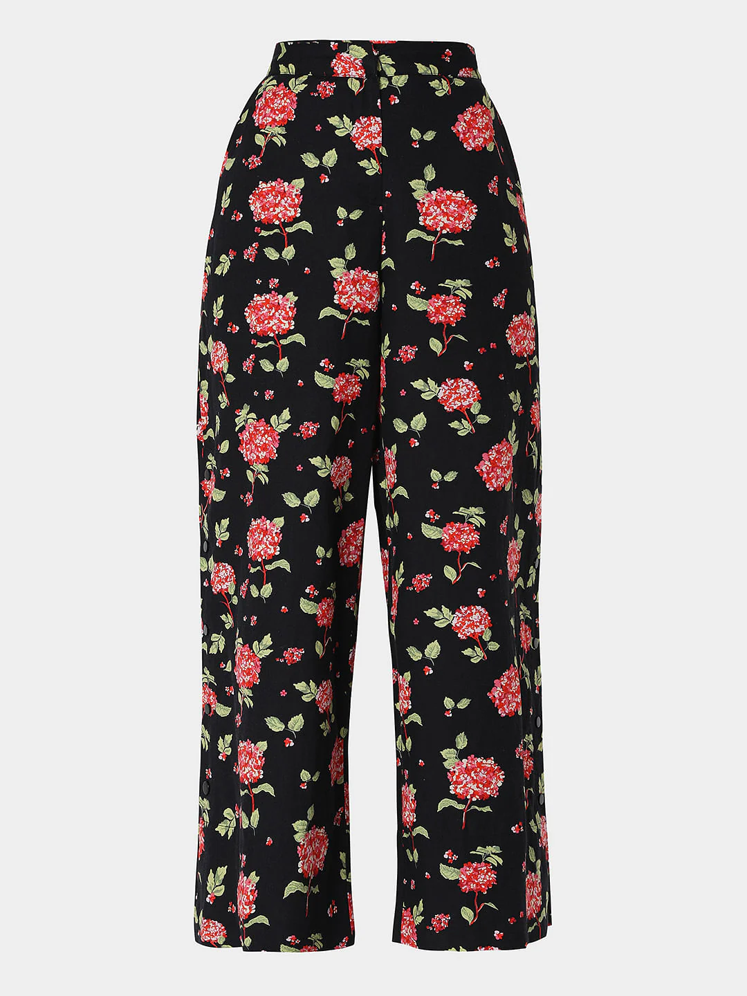 Black High Rise Floral Print Pants - Image 7