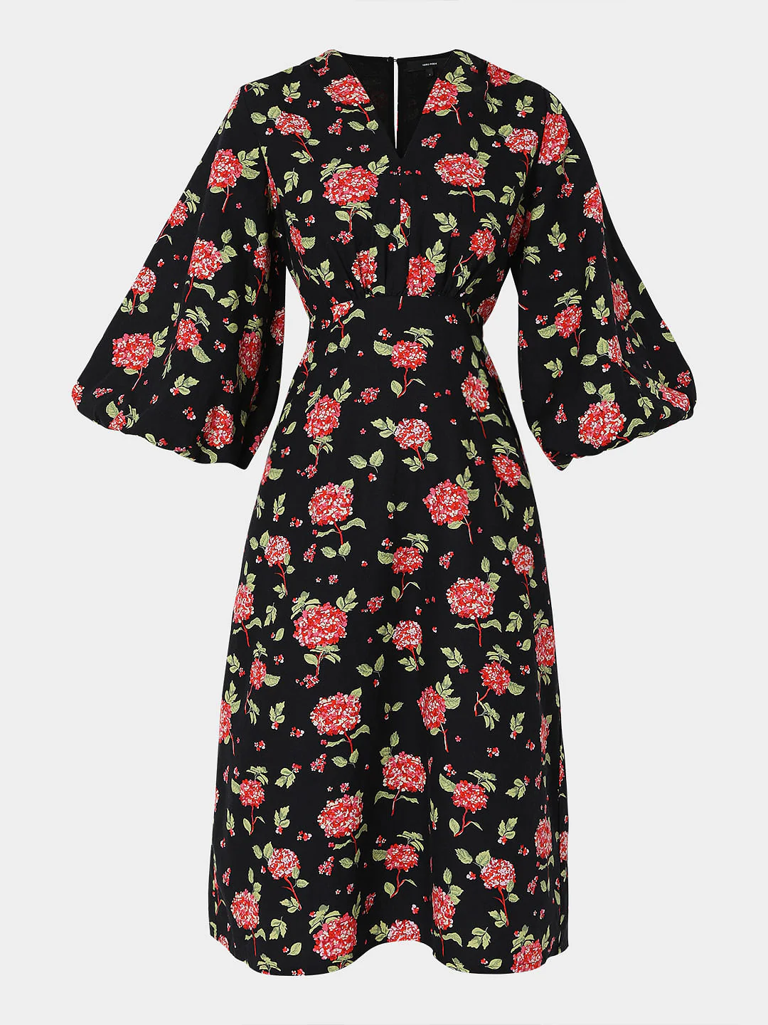 Black Floral Print Midi Dress - Image 6