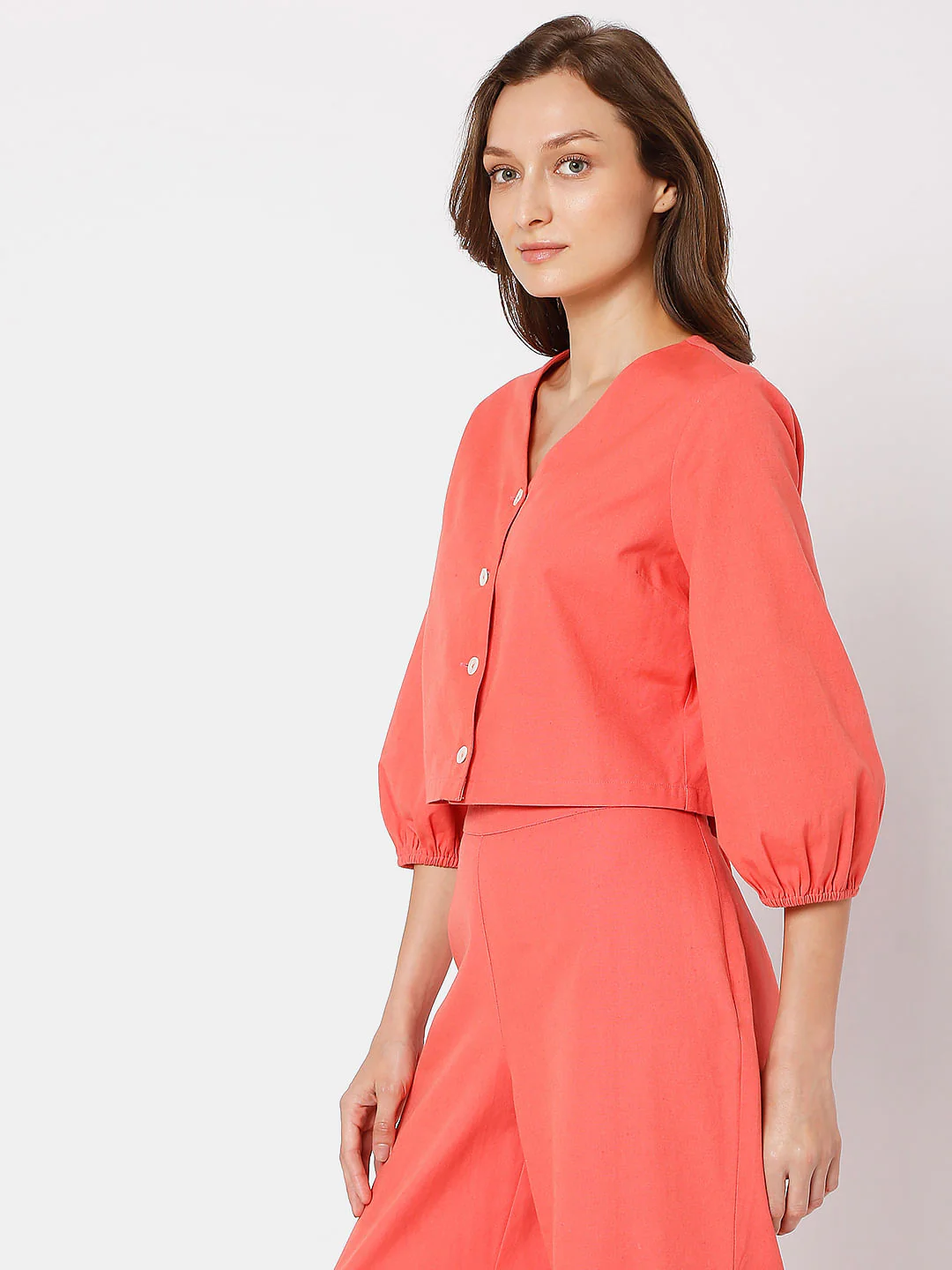 Pink Cropped Co-Ord Shirt - Image 3