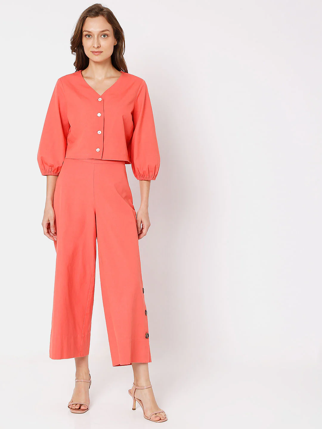 Pink Cropped Co-Ord Shirt - Image 5