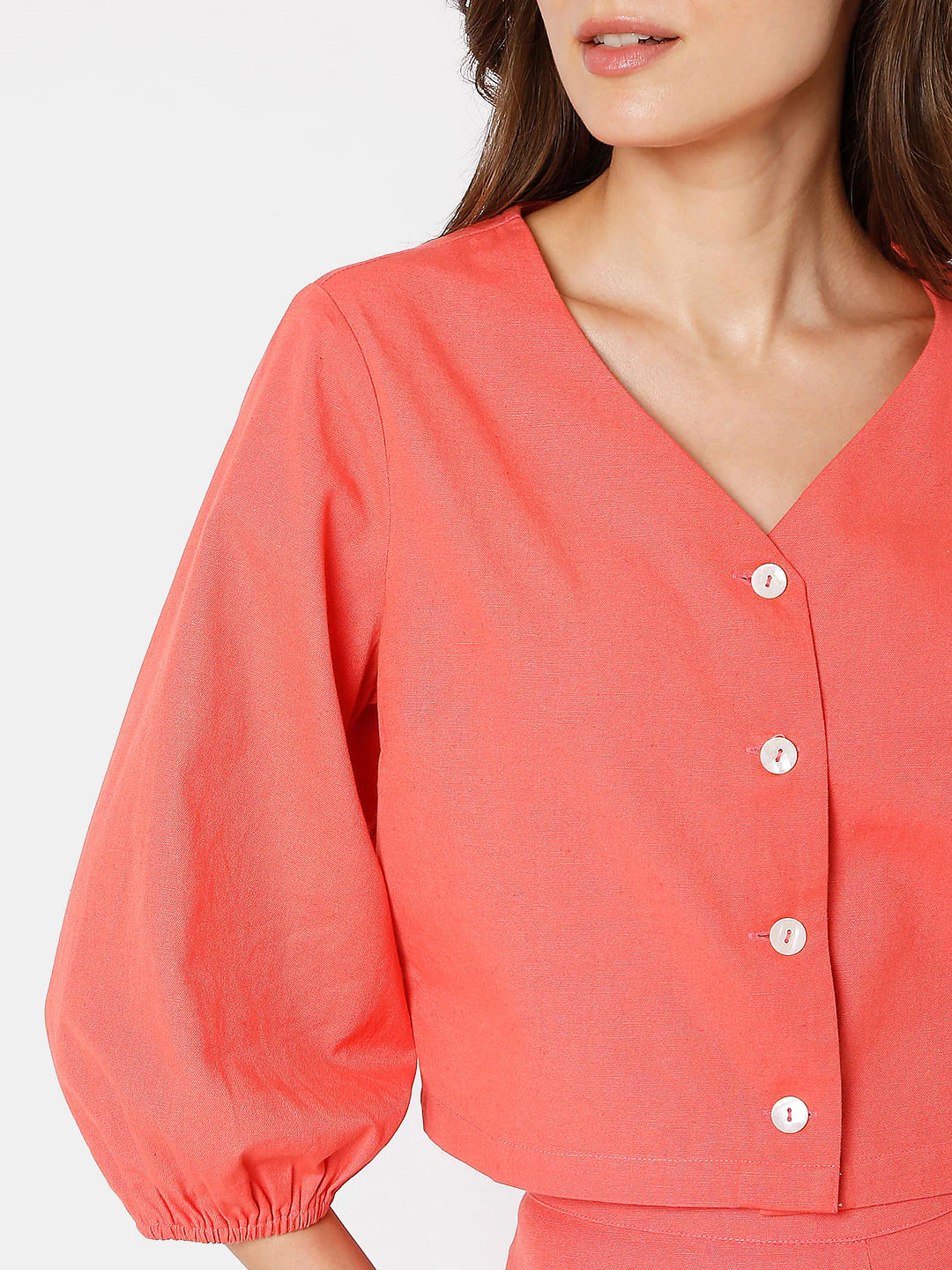 Pink Cropped Co-Ord Shirt - Image 6