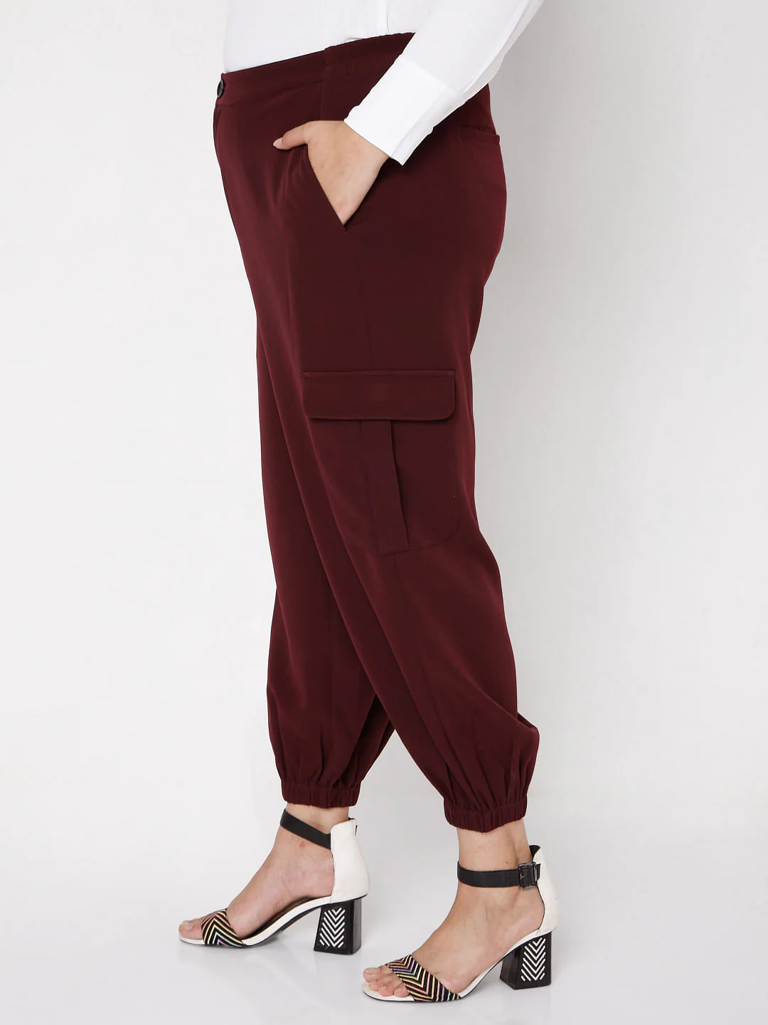 Curve Maroon Cargo Pants - Image 3