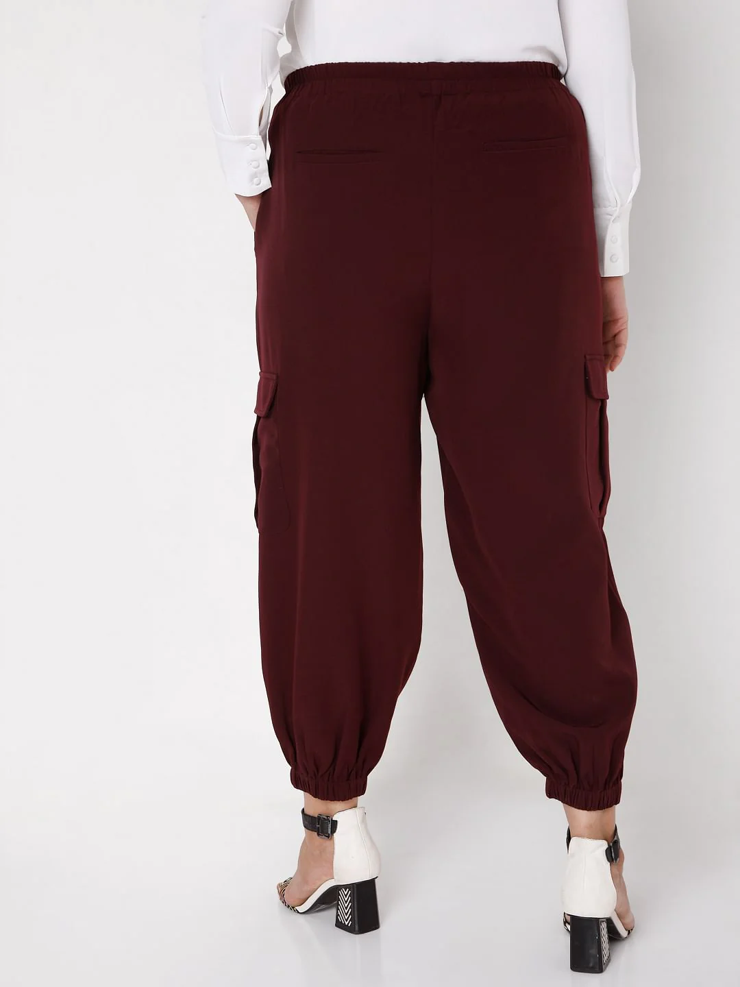 Curve Maroon Cargo Pants - Image 4