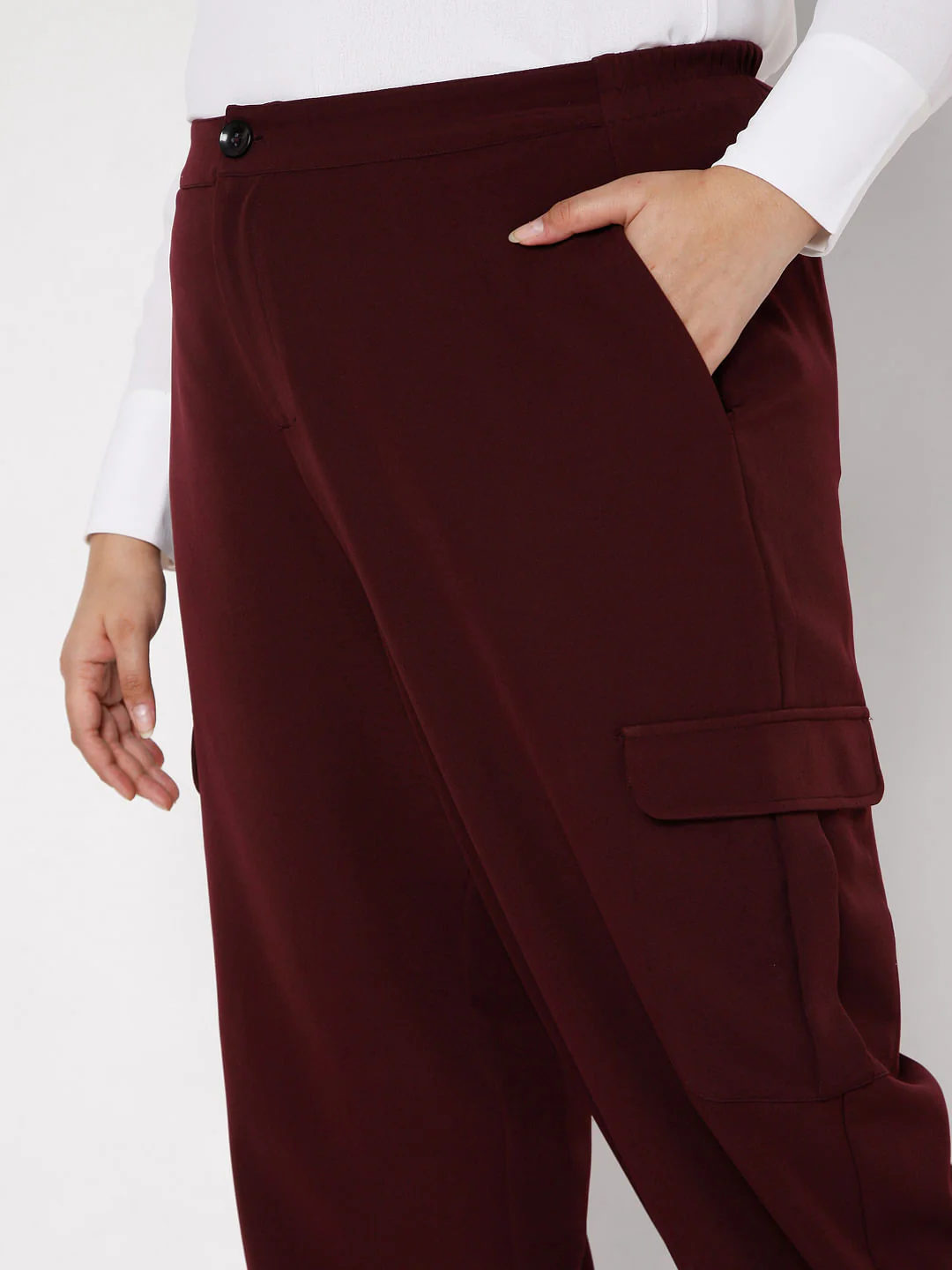 Curve Maroon Cargo Pants - Image 5