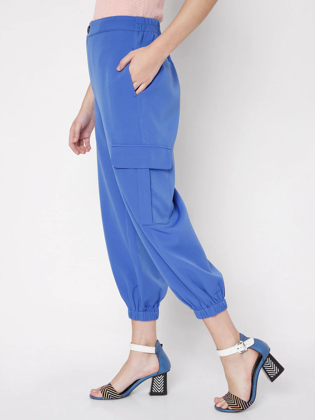 Blue High Rise Jogger Pants - Image 3