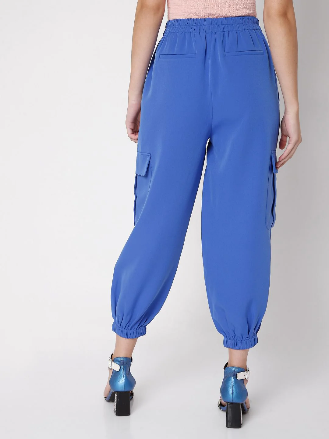 Blue High Rise Jogger Pants - Image 4