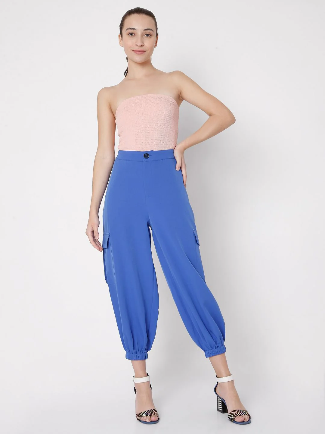 Blue High Rise Jogger Pants - Image 6