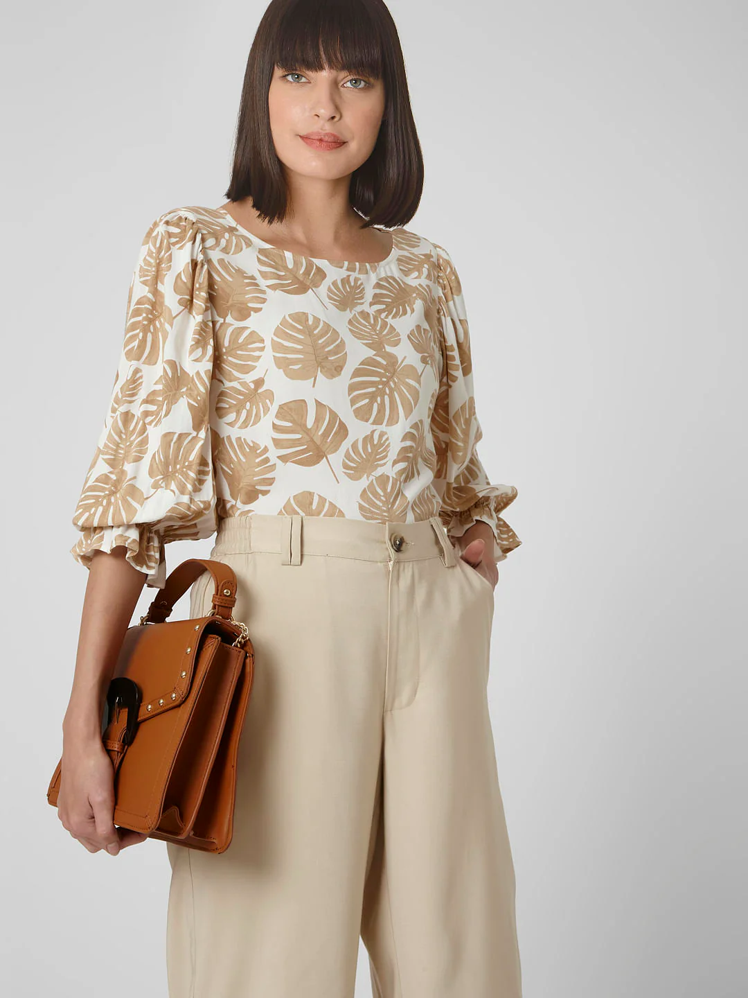 Brown Printed Top
