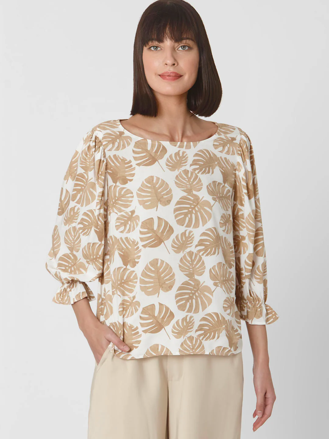 Brown Printed Top - Image 2