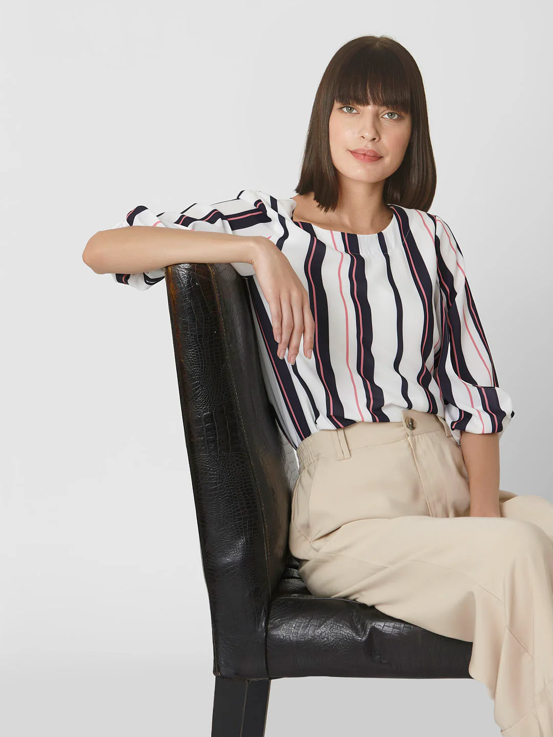 White Striped Top