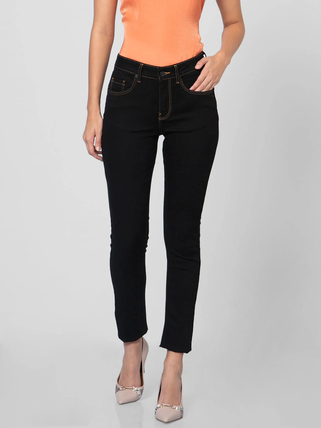 Black Mid Rise Skinny Jeans - Image 2