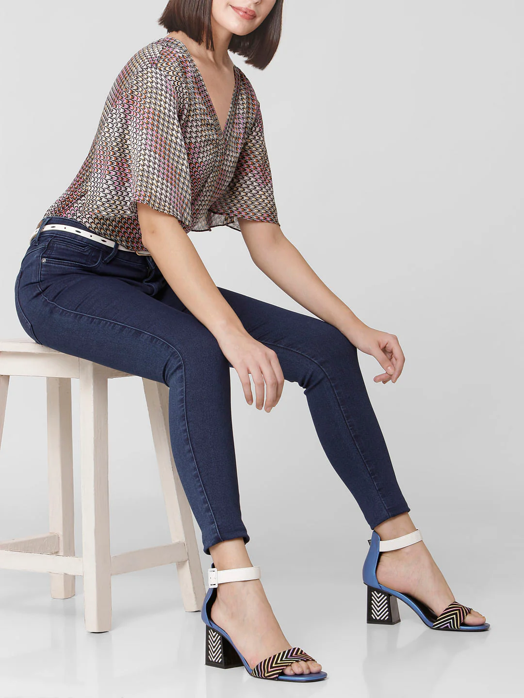 Blue Mid Rise Skinny Jeans - Image 2