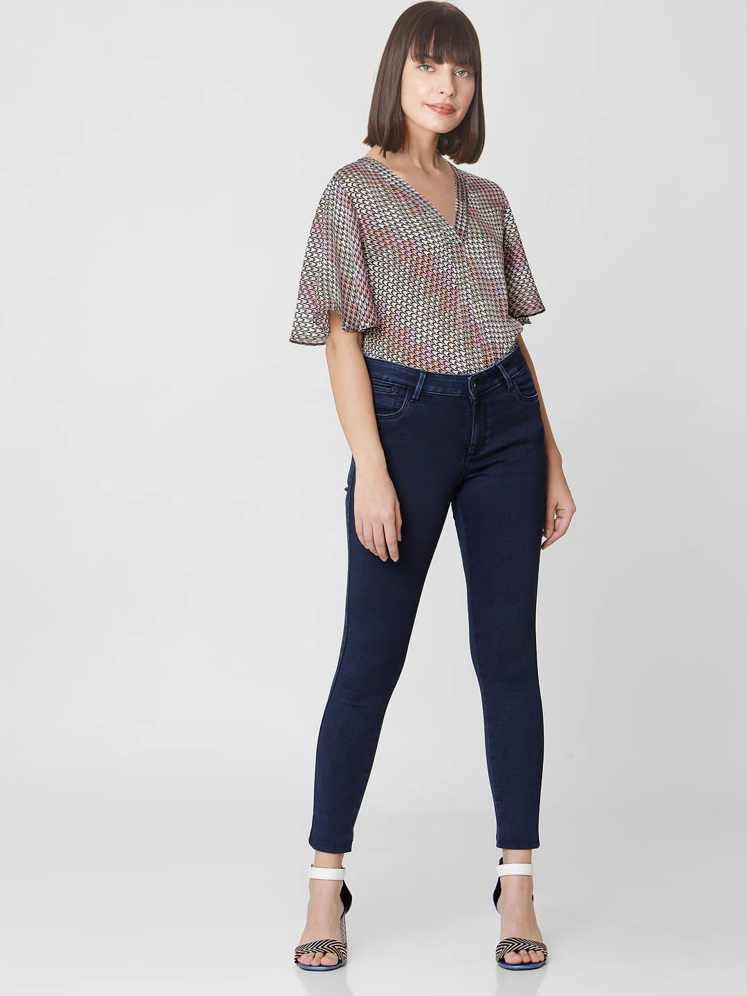 Blue Mid Rise Skinny Jeans - Image 5