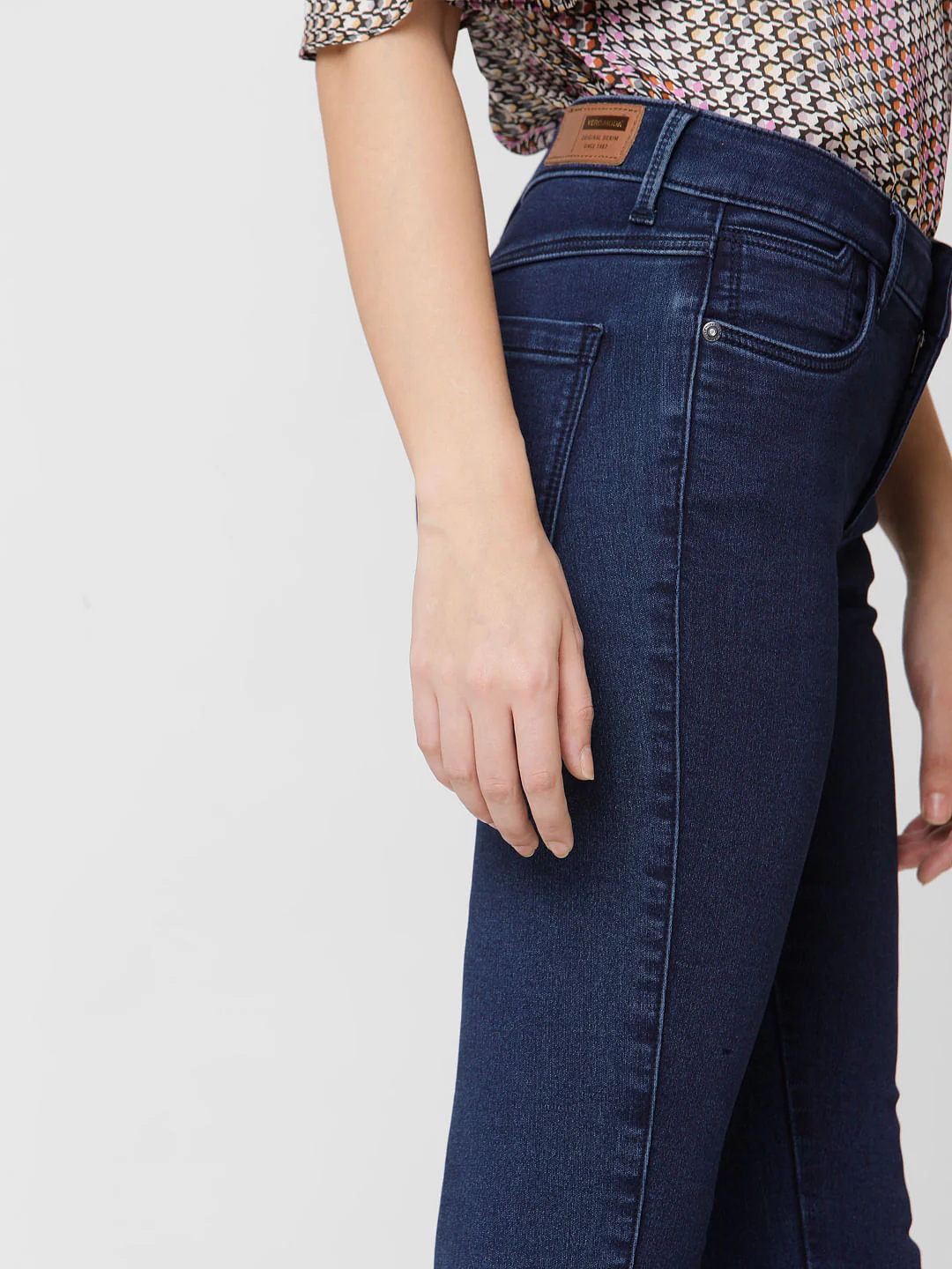 Blue Mid Rise Skinny Jeans - Image 6