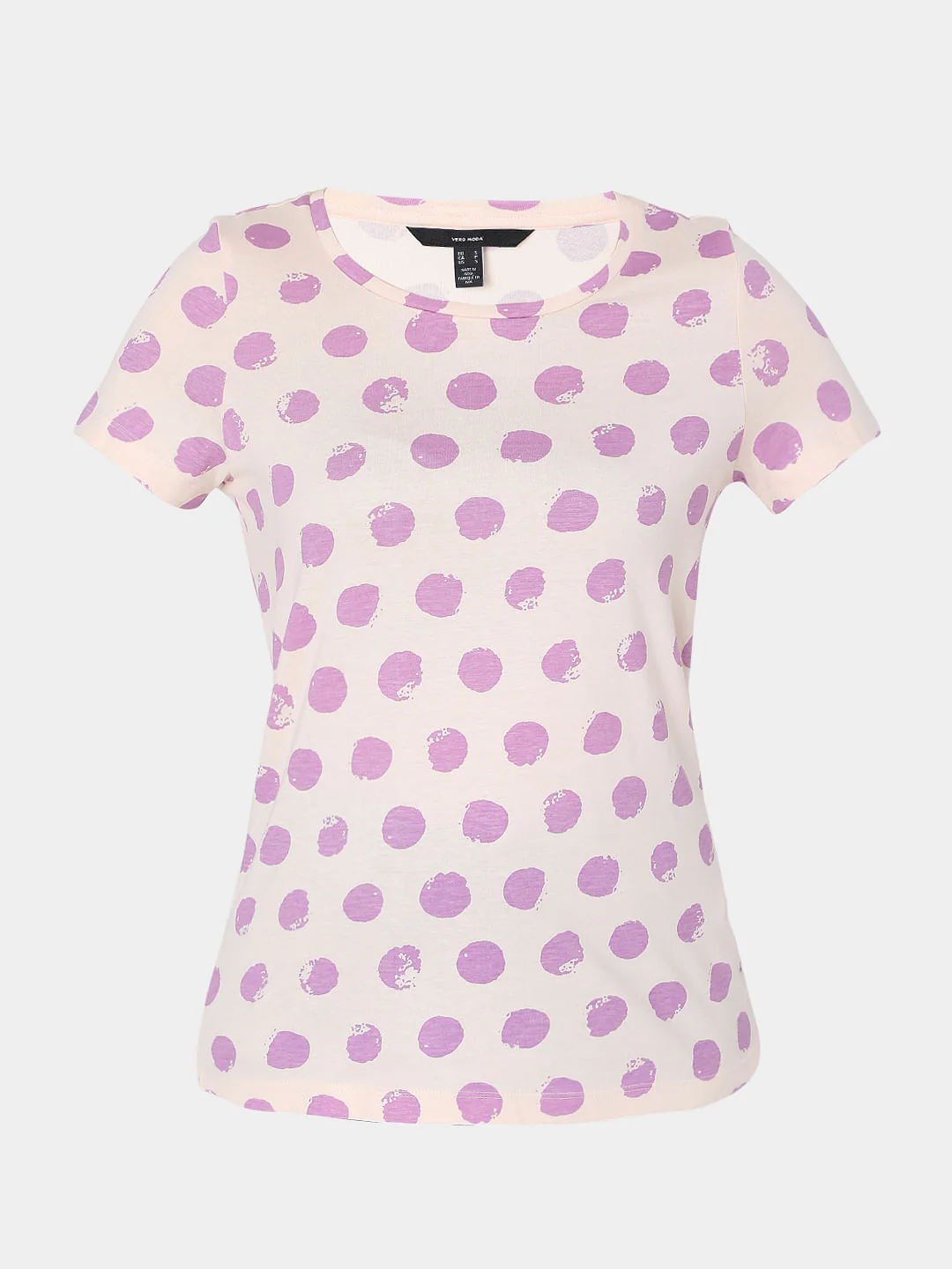 Beige & Purple Dotted T-Shirt - Image 7