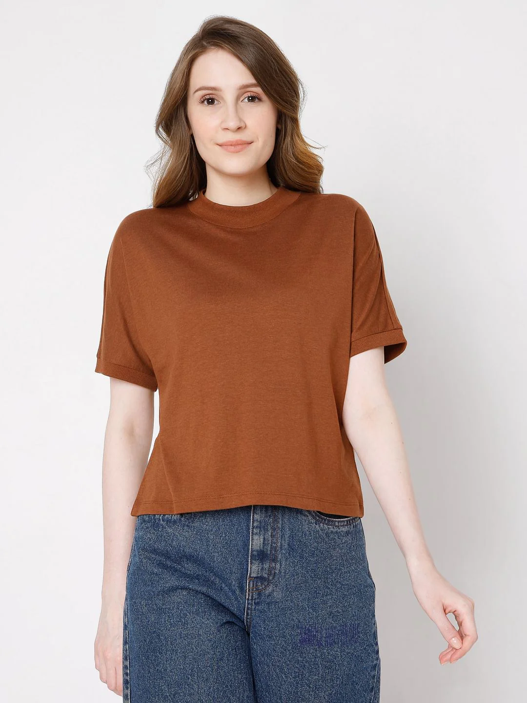 Brown Solid T-Shirt - Image 2