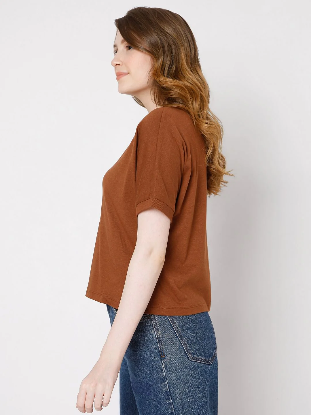 Brown Solid T-Shirt - Image 3