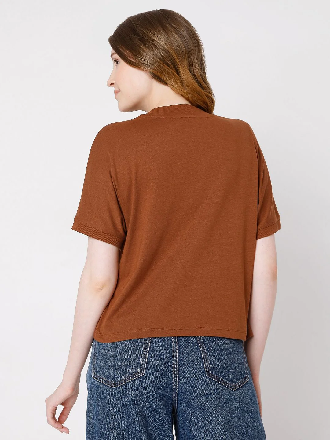 Brown Solid T-Shirt - Image 4