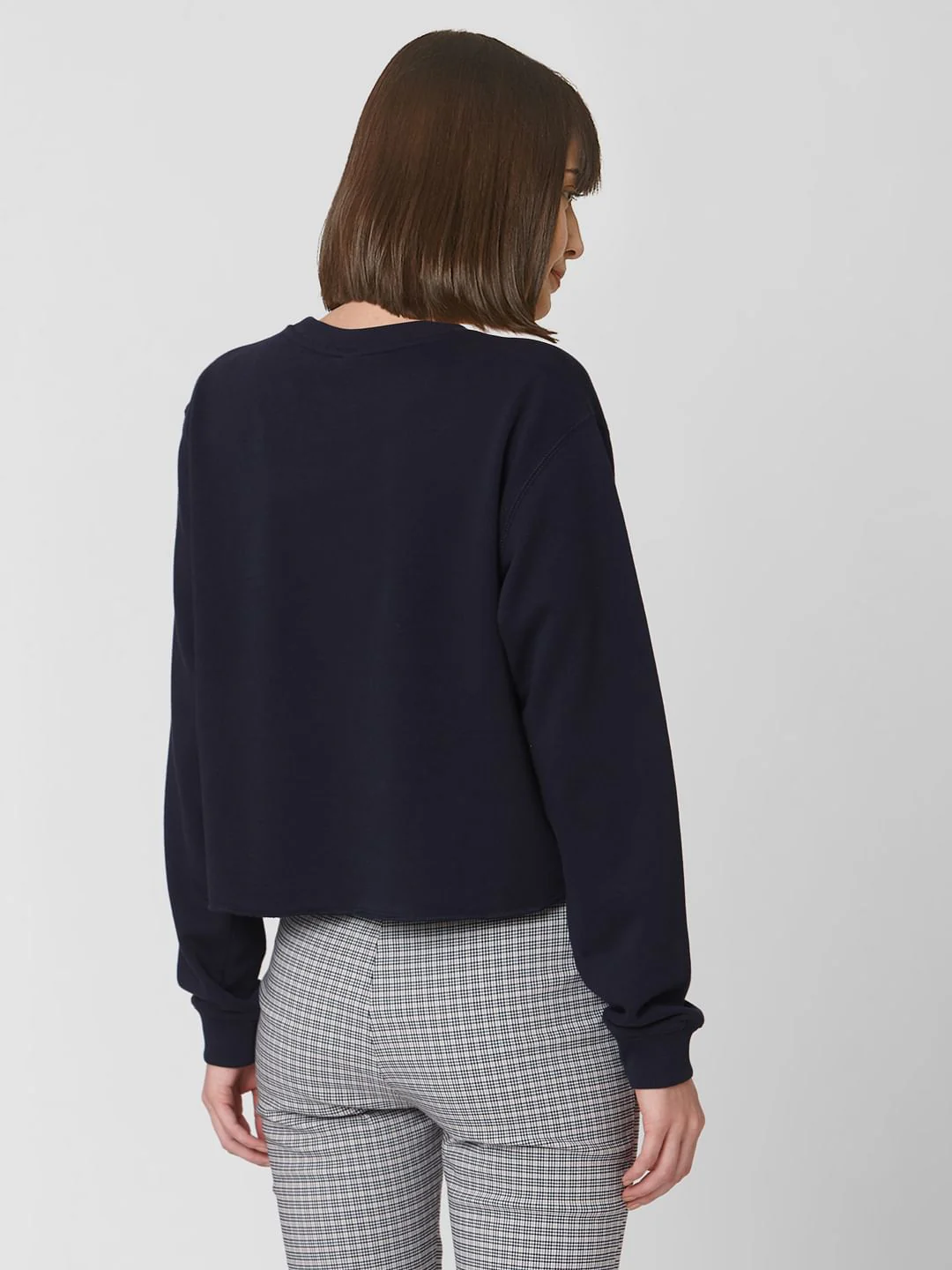 Blue Text Print Cropped Sweatshirt - Image 4