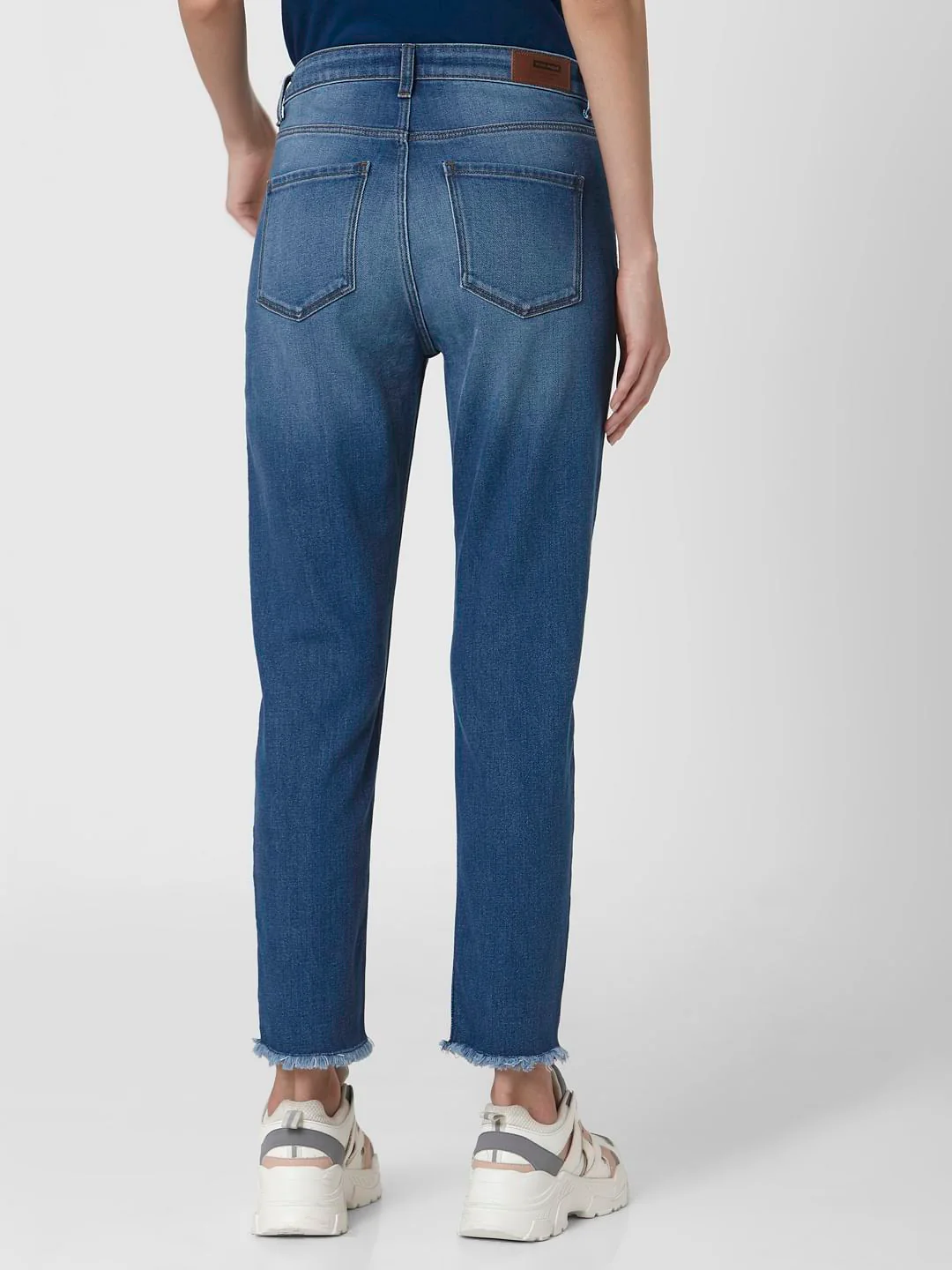 Blue Mid Rise Girlfriend Jeans - Image 4